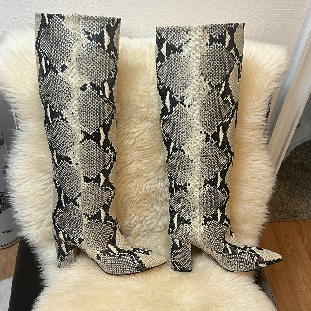 Paris Texas Snakeskin Python Pattern Knee-High Bo… - image 3
